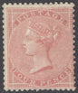 SG 64 4d pale carmine, ordinary thin white paper, watermark medium garter. Very lightly mounted mint. Rare CAT £11,000