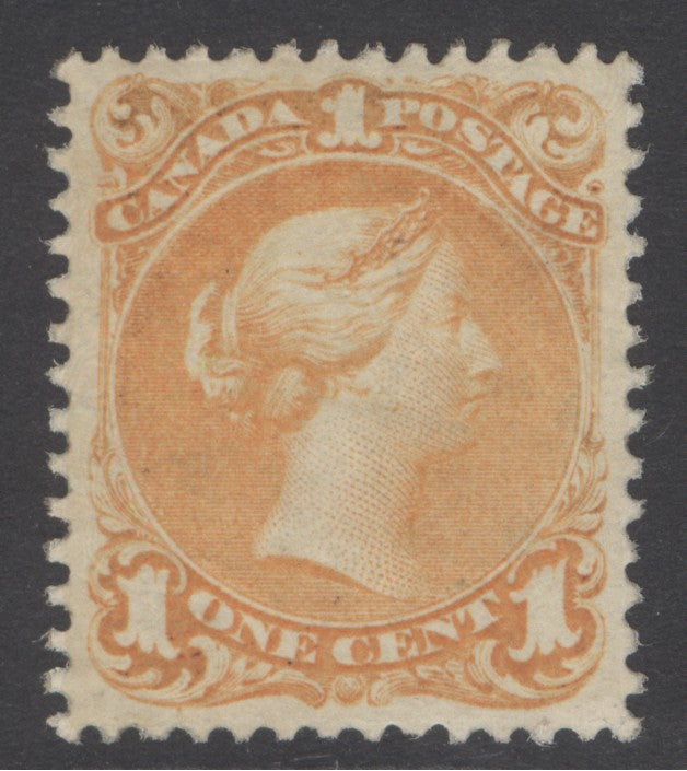 SG 56a Canada 1868-90. 1c orange-yellow. A fine fresh very lightly mounted mint example CAT £1100