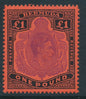 SG 121d Bermuda 1938-53 £1 violet and black/scarlet. Perf 13, unmounted mint CAT £65
