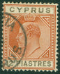 SG 57 Cyprus 1902-04. 12pi chestnut & black, watermark CA. Very fine used CAT £85