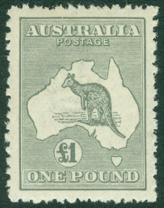 SG 75 Australia 1924-25. £1 grey. A fine fresh very lightly mounted mint example CAT £650