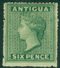 SG 8 Antigua 1863-67. 6d green, watermark small star, rough perf 14-16. A fine fresh mounted mint example CAT £700