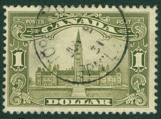 SG 285a Canada 1928-29. $1 brown-olive. A very fine used CDS example CAT £140