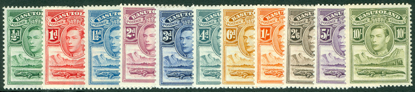 SG 18-28 Basutoland 1938. ½d to 10/- set of 11. Fine unmounted mint CAT £130
