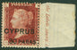 SG 10 Cyprus 1881. 30pa on 1d red plate 216. A very fresh unmounted mint example with sheet margin & inscription CAT £160. Ritcher cert when in a pair