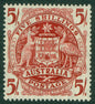 SG 224ab Australia 1948. 5/- claret on thin paper. Fine unmounted mint CAT £120