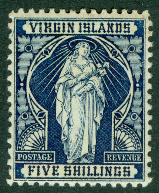 SG 50 British Virgin Islands 1899. 5/- indigo. Fine unmounted mint CAT £90