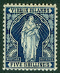 SG 50 British Virgin Islands 1899. 5/- indigo. Fine unmounted mint CAT £90