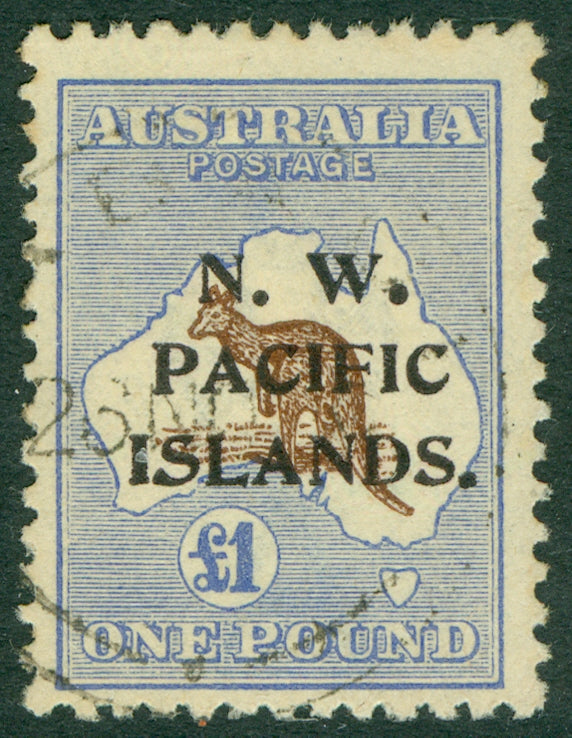 SG 99 Australia N.W Pacific Islands 1915-16. £1 chocolate & dull blue. Very fine used CAT £475