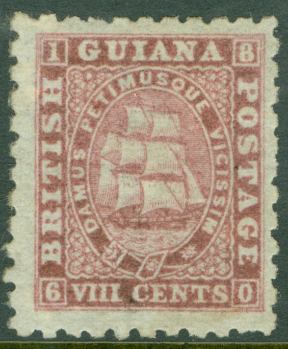 SG 96 British Guiana 1866-71. 8c brownish-pink, perf 10. Fine mounted mint & well centred CAT £400