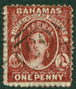 SG 16 Bahamas 1862. 1d lake, perf 13. Very fine used CAT £170
