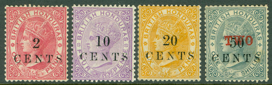 SG 27-30 British Honduras 1888 set of 4, watermark crown CA. Fine very fresh mounted mint CAT £590