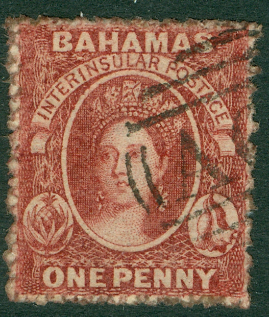 SG 17 Bahamas 1862. 1d brown-lake, perf 13. Very fine used CAT £140