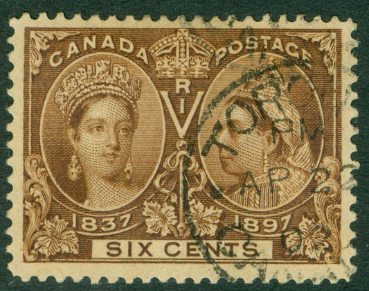 SG 129 Canada 1897. 6c brown. A very fine used well centred CDS example CAT £140